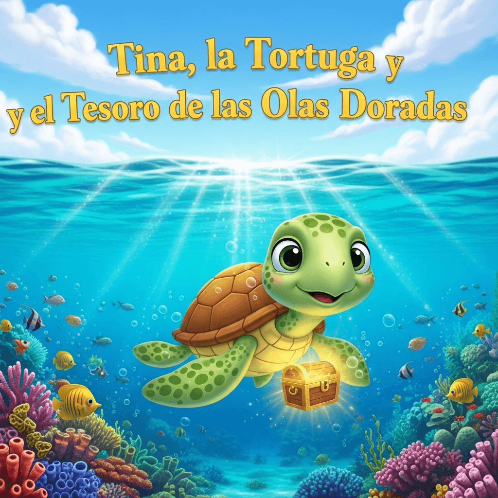 Tina, la Tortuga y el Tesoro de las Olas Doradas
