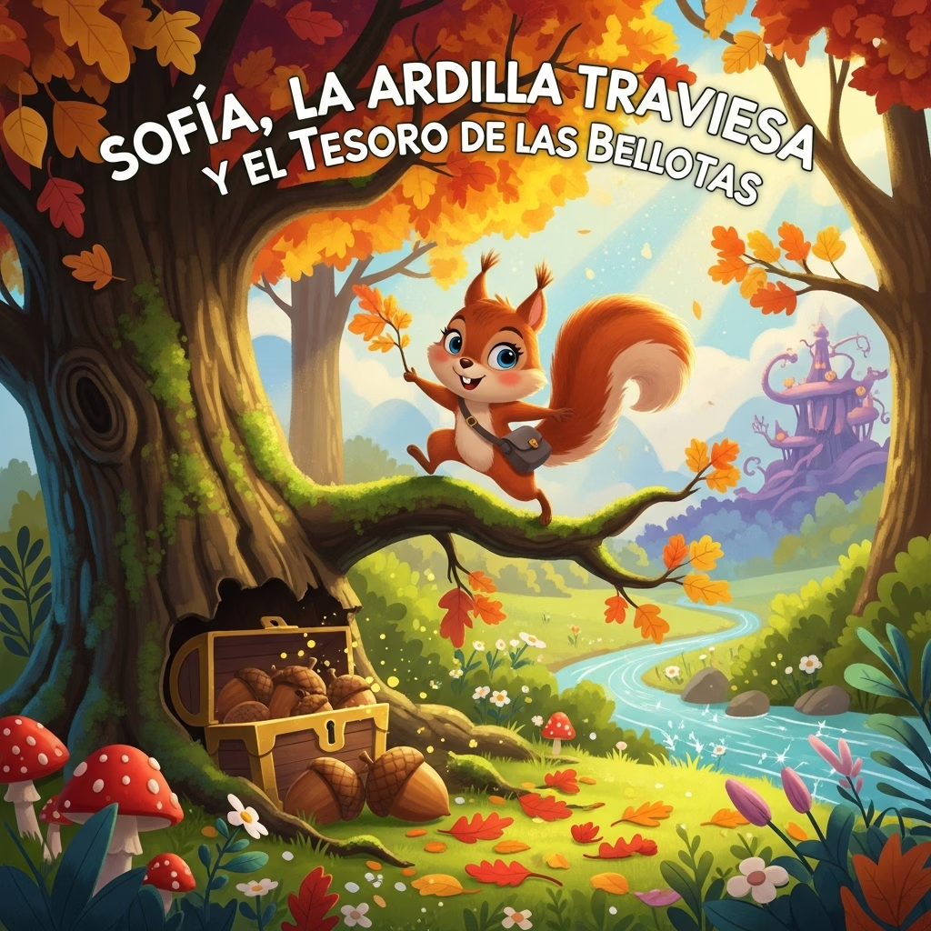 Sofía, la Ardilla Traviesa y el Tesoro de las Bellotas