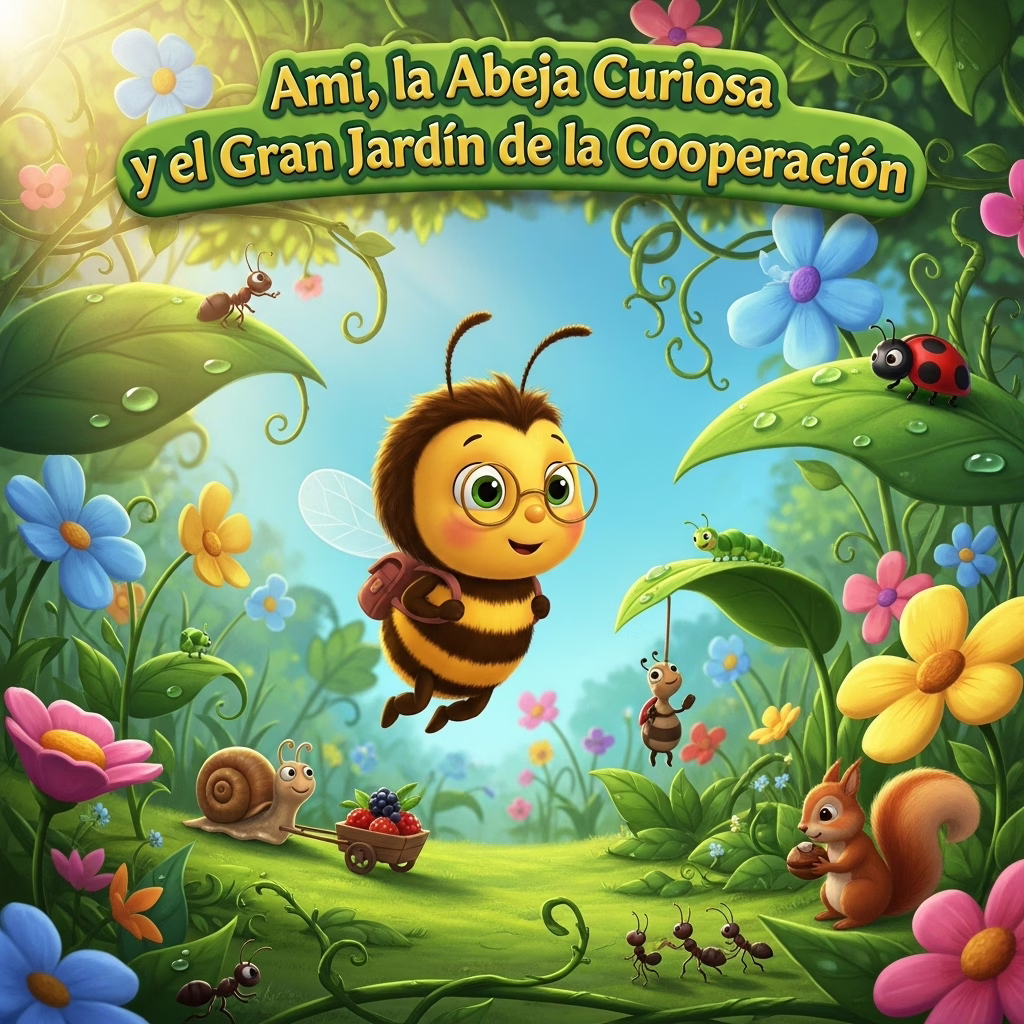 Ami, la Abeja Curiosa y el Gran Jardín de la Cooperación